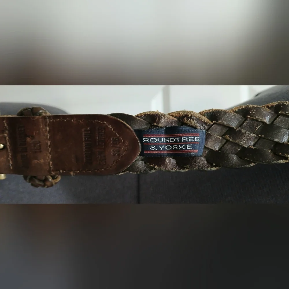 Men's Roundtree & Yorke‎ Brown Leather Braided Belt